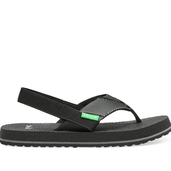 NWT Toddler Sanuk Sandals, Black Flip Flops, Root Beer Cozy, Toddler size 9-10 - Picture 3 of 7